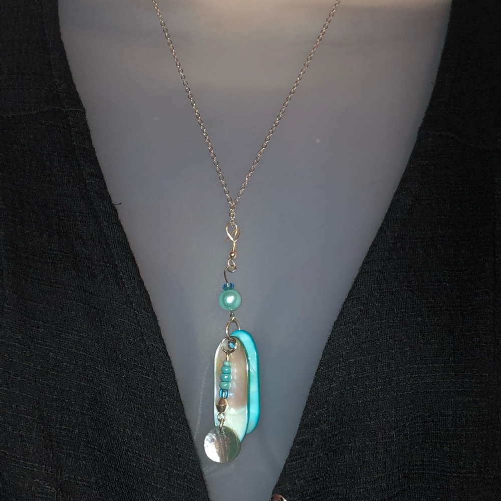 Turquoise handmade beaded necklace.